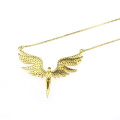 Hot selling angel pendant copper gold-plated zircon necklace fashion vacuum gold-plated platinum necklace for women